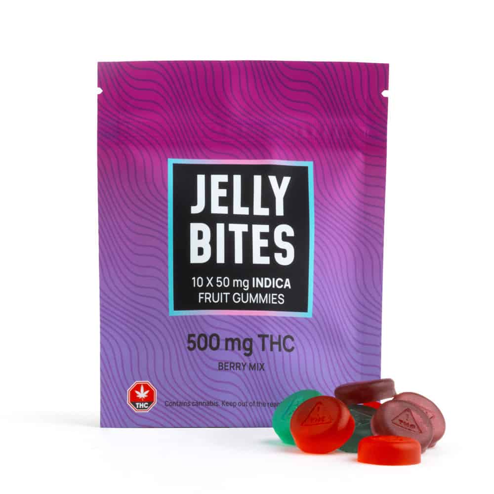 Jelly Bites Fruit Gummies 500mg THC with 90 minutes Calgary weed delivery